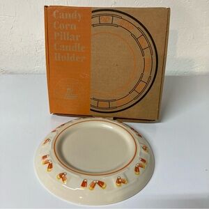 Vintage Longaberger Cream and Orange Candy Corn Pillar Candle Holder